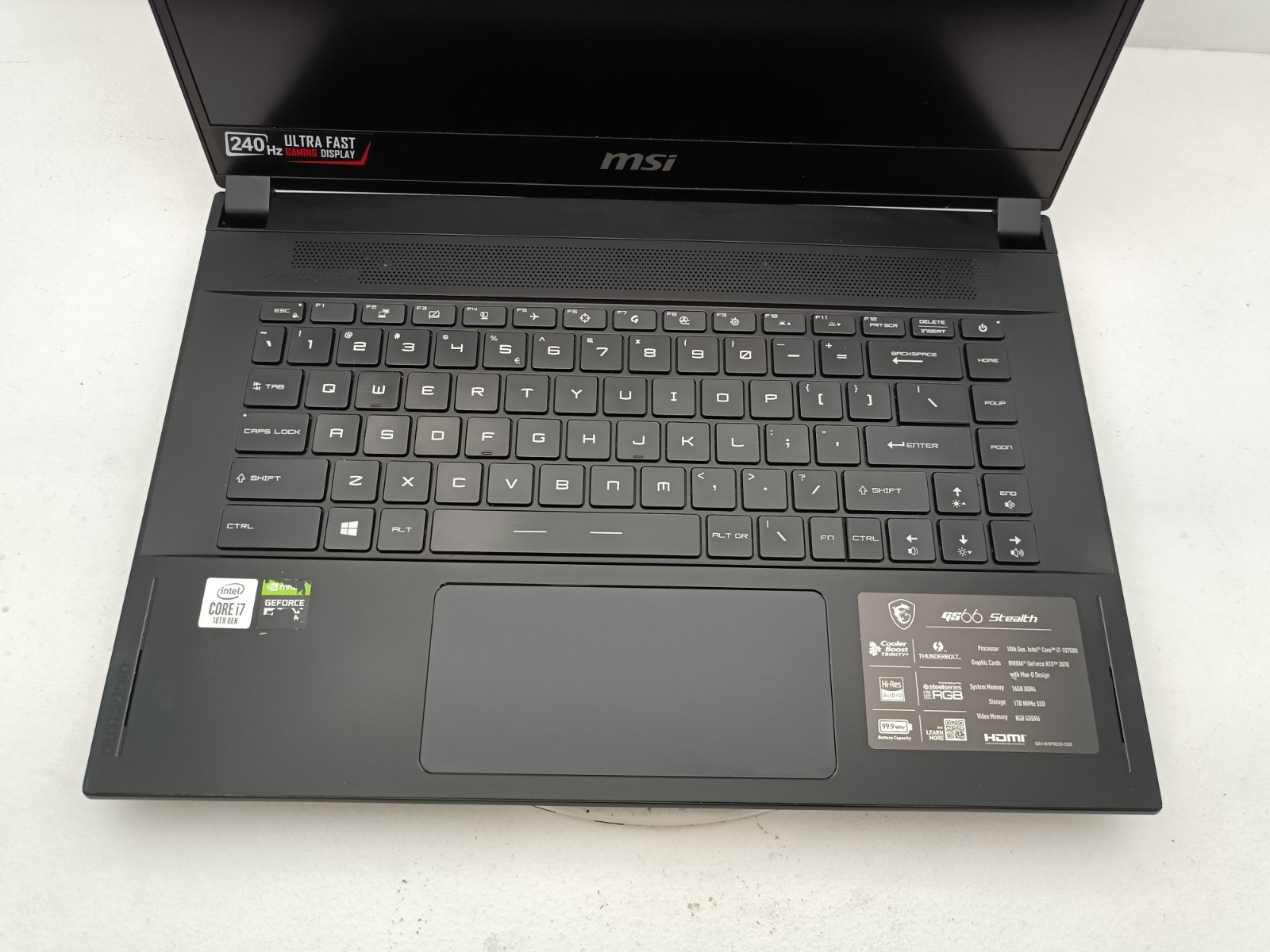 Broken MSI Stealth GS66 i7-10750H 8GB RAM No SSD RTX 2070 Bad GPU #91