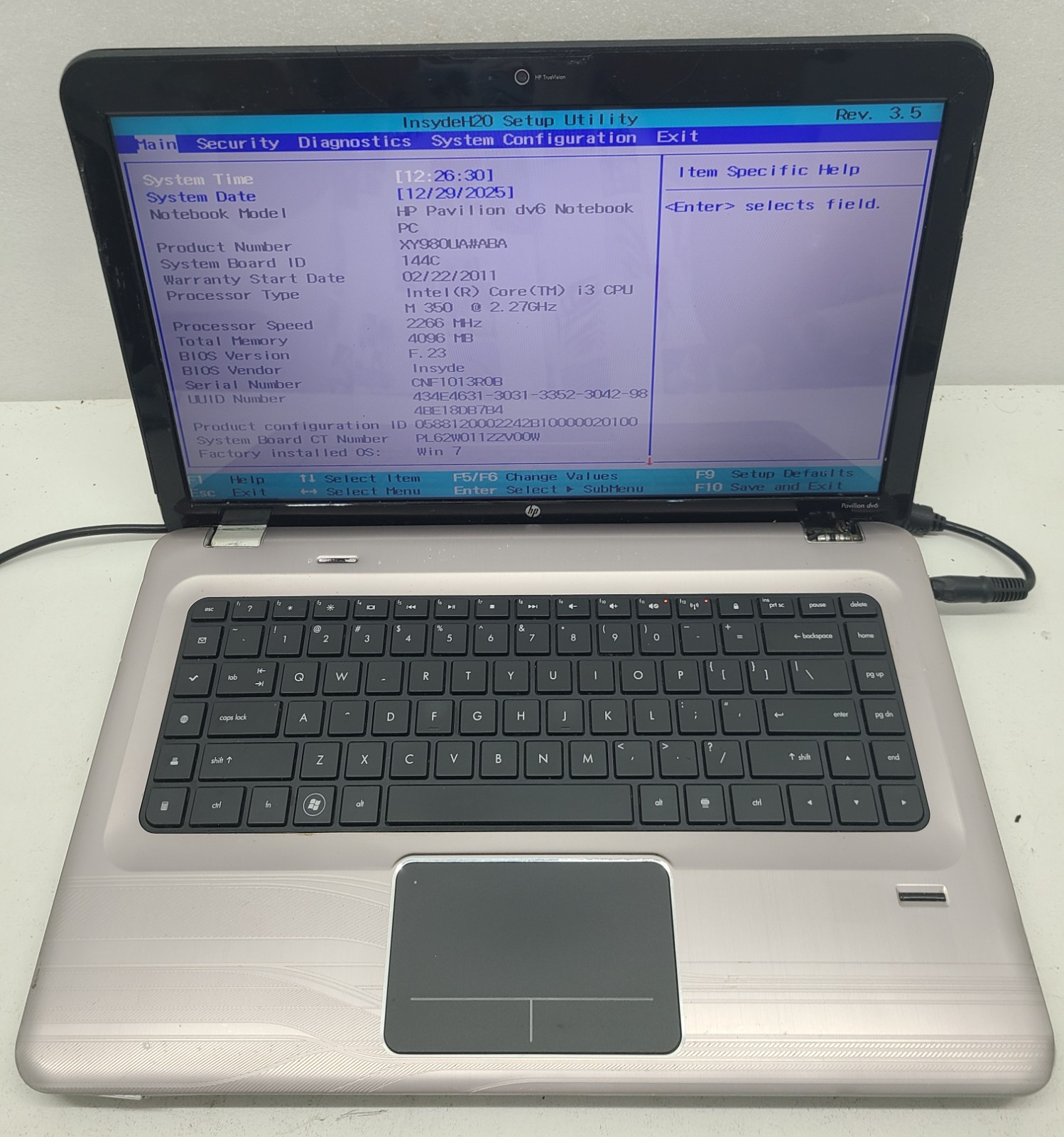 HP Pavilion DV6-3225DX 15.6″ Laptop Intel Core i3-350M 4GB Ram NO HD/OS (FL)