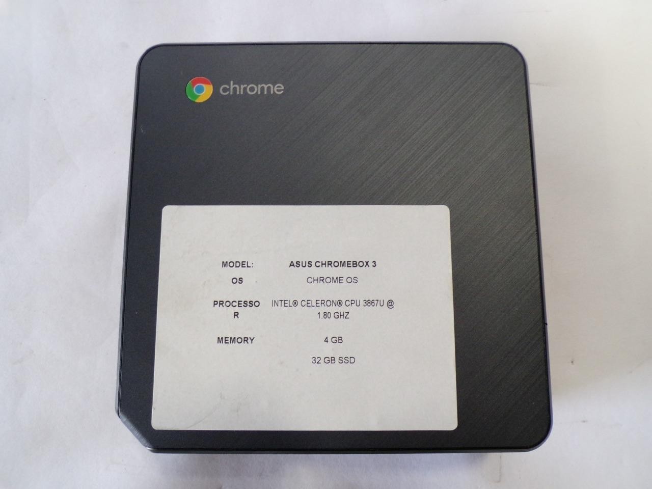 ASUS Chromebox 3 Intel Celeron(R) CPU 3867U 1.8GHZ 4GB 32GB SSD Chrome OS (Z615)