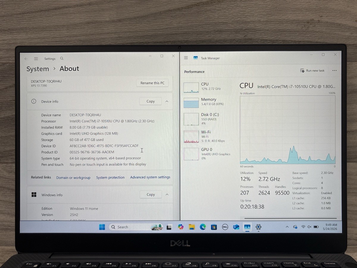 Dell XPS 13 9300 i7-10510U 8GB RAM 512GB SSD Laptop (A1D031747)