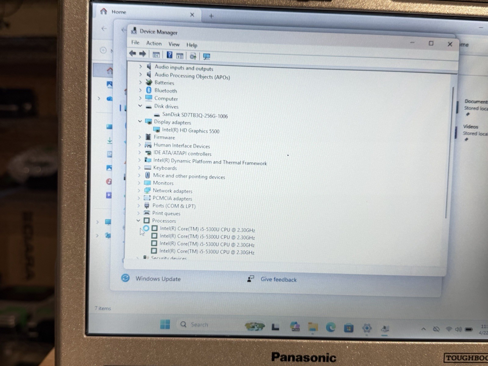 Panasonic Toughbook CF-31 I5-5300u@2.3ghz 16gb Ram 256 GB SSD Win11P 8620 HOURS