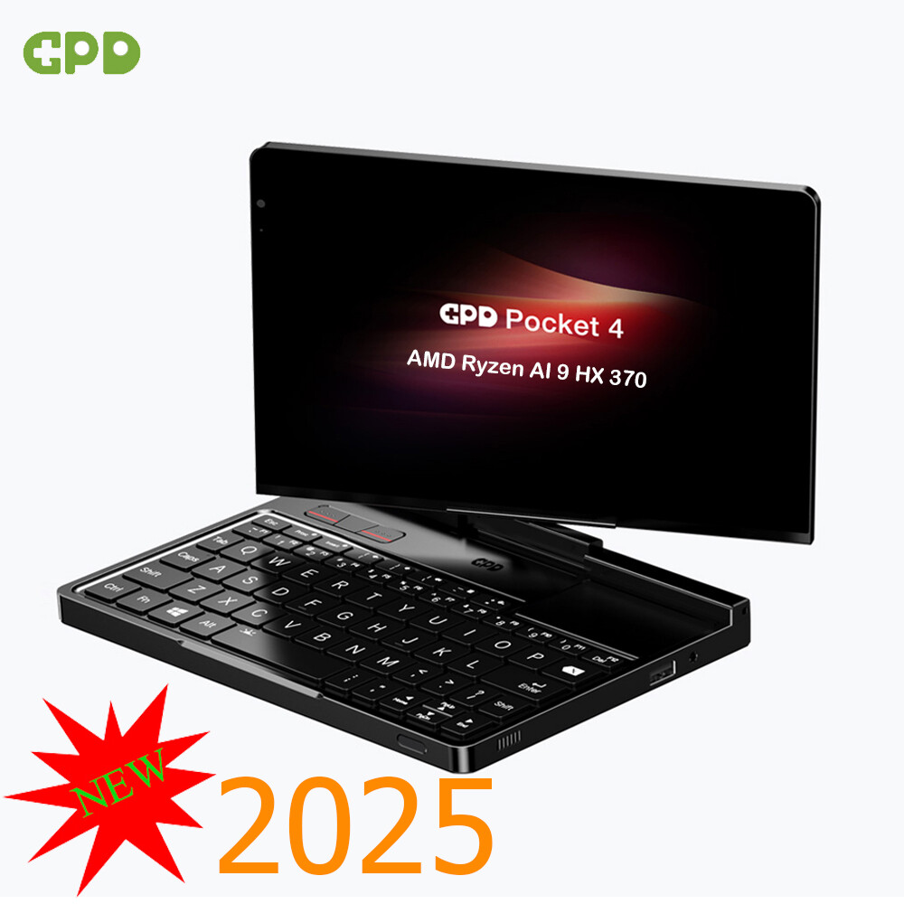 GPD Pocket 4 Mini PC Portable Handheld Ultra Compact PC AMD AI 9 HX370 32GB+ 2TB