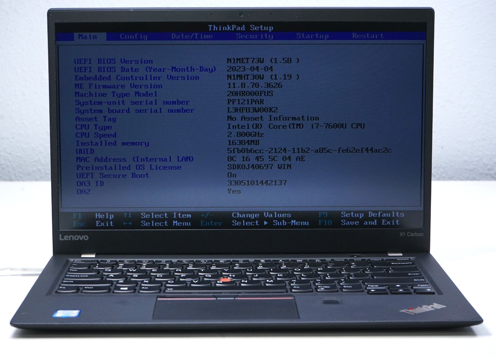 Lenovo ThinkPad X1 Carbon 5th Gen 14″ FHD Intel Core i7-7600U 16GB RAM (No SSD)