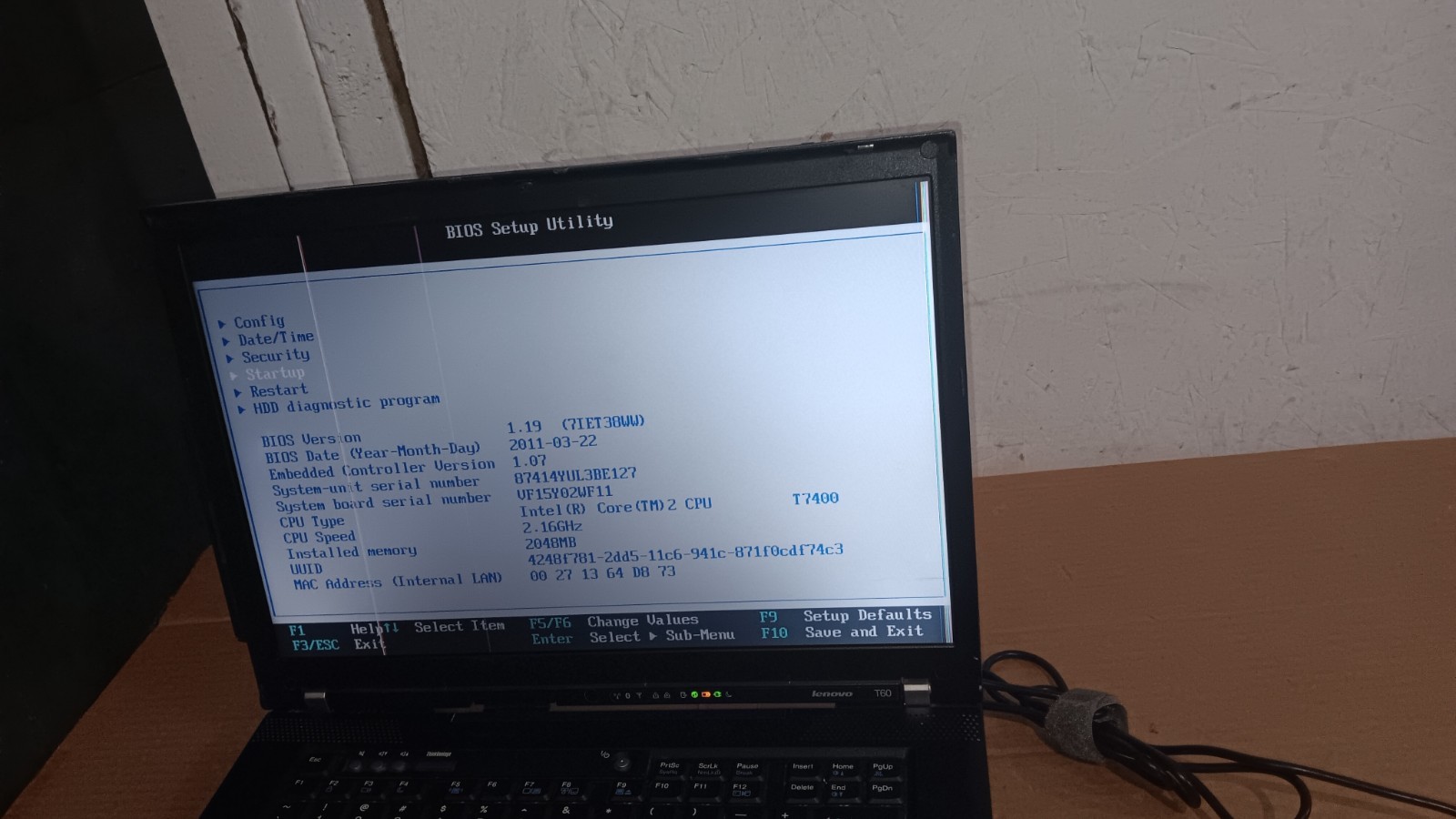 Lenovo Thinkpad T60 Laptop intel Core 2 Duo 2.16 GHz 15.4″ LCD Screen Type 8741