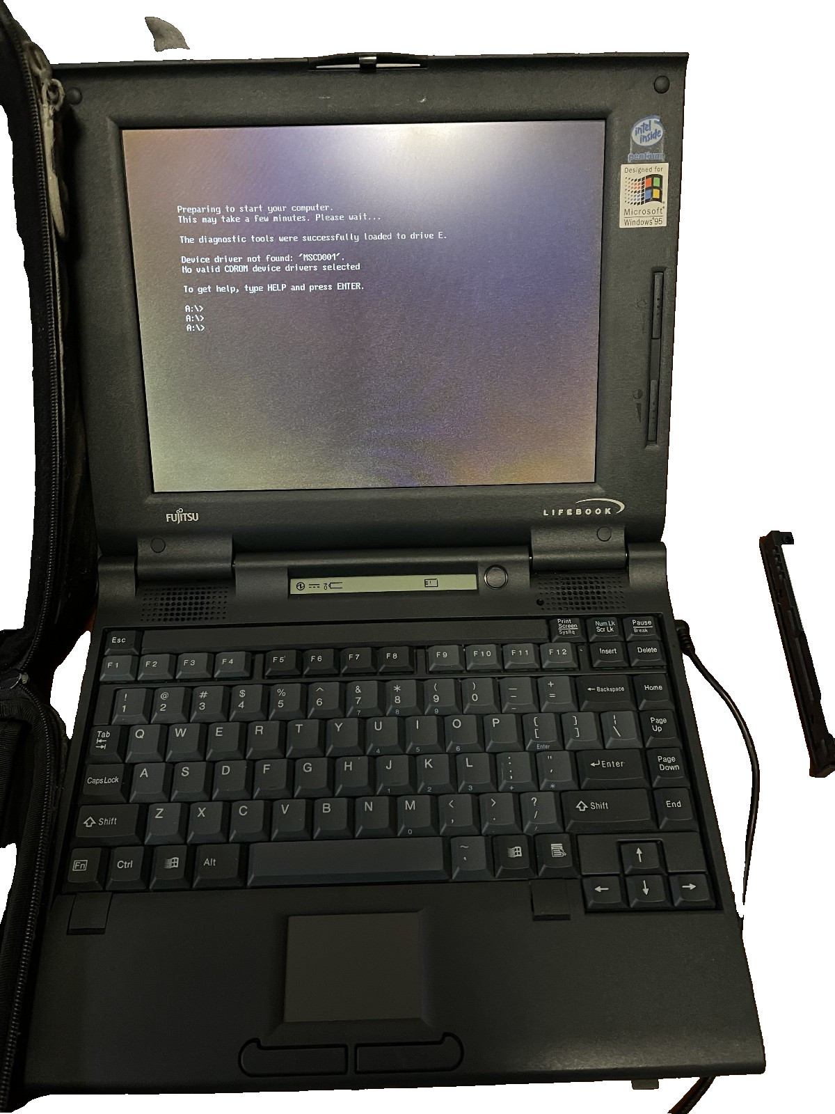 Fujitsu Lifebook 420D Windows 98 Laptop Vintage Complete Set CD ROM, 10base T PC