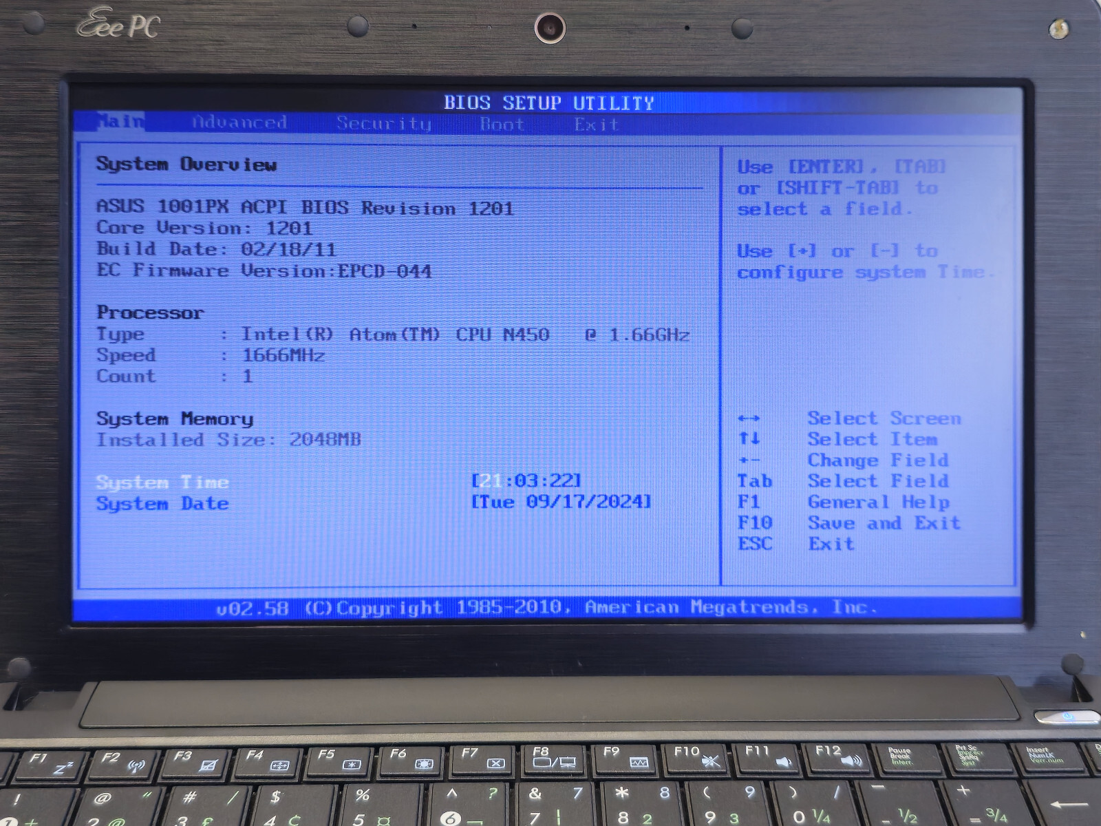 Asus EeePC 1001PX 10.1″ Atom N450 + 2GB + 250GB Windows 7 Starter TESTED