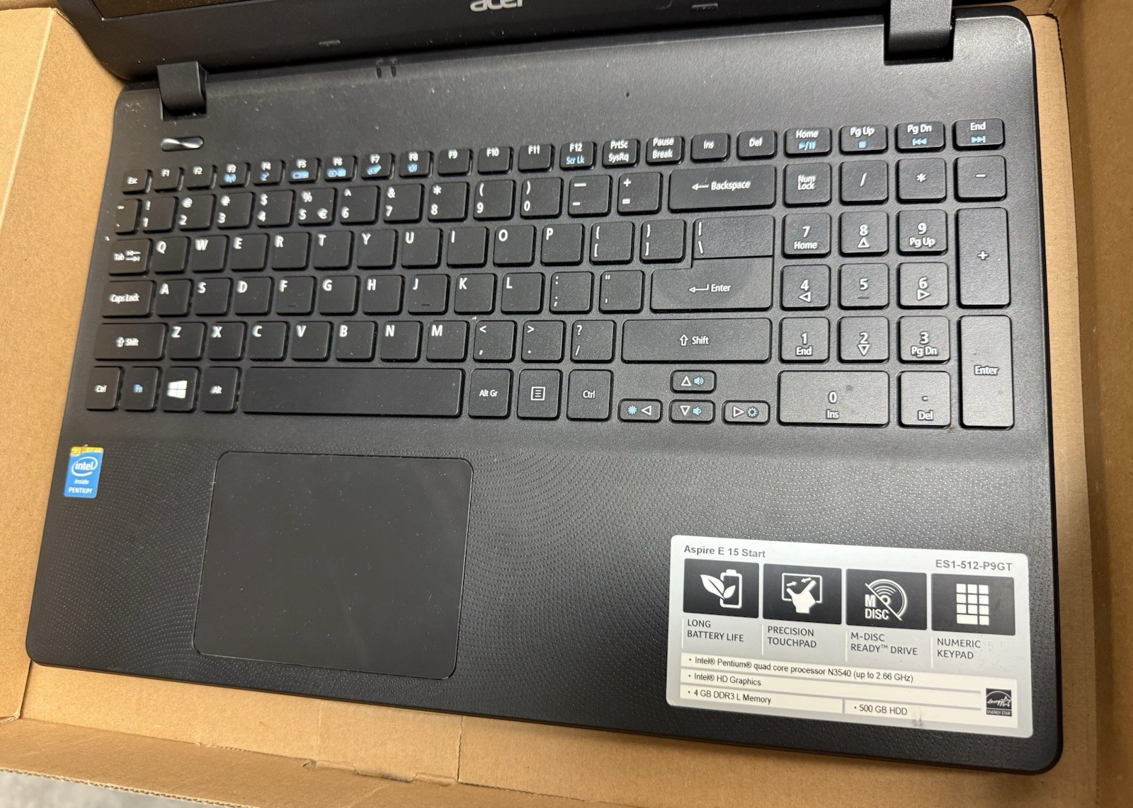 Acer Aspire5 Laptop 15 Start ES 1-512-P9GT. S/N NXMRWAA010448107606600