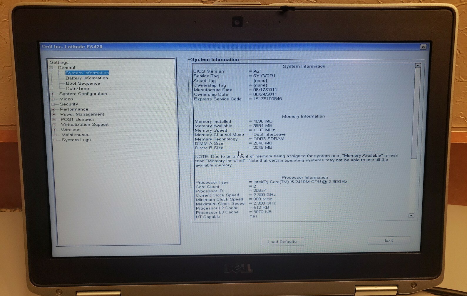 Dell Latitude E6420 Core i5-2410M 4GB RAM 500GB HDD WEBCAM KEYBOARD BACKLIT