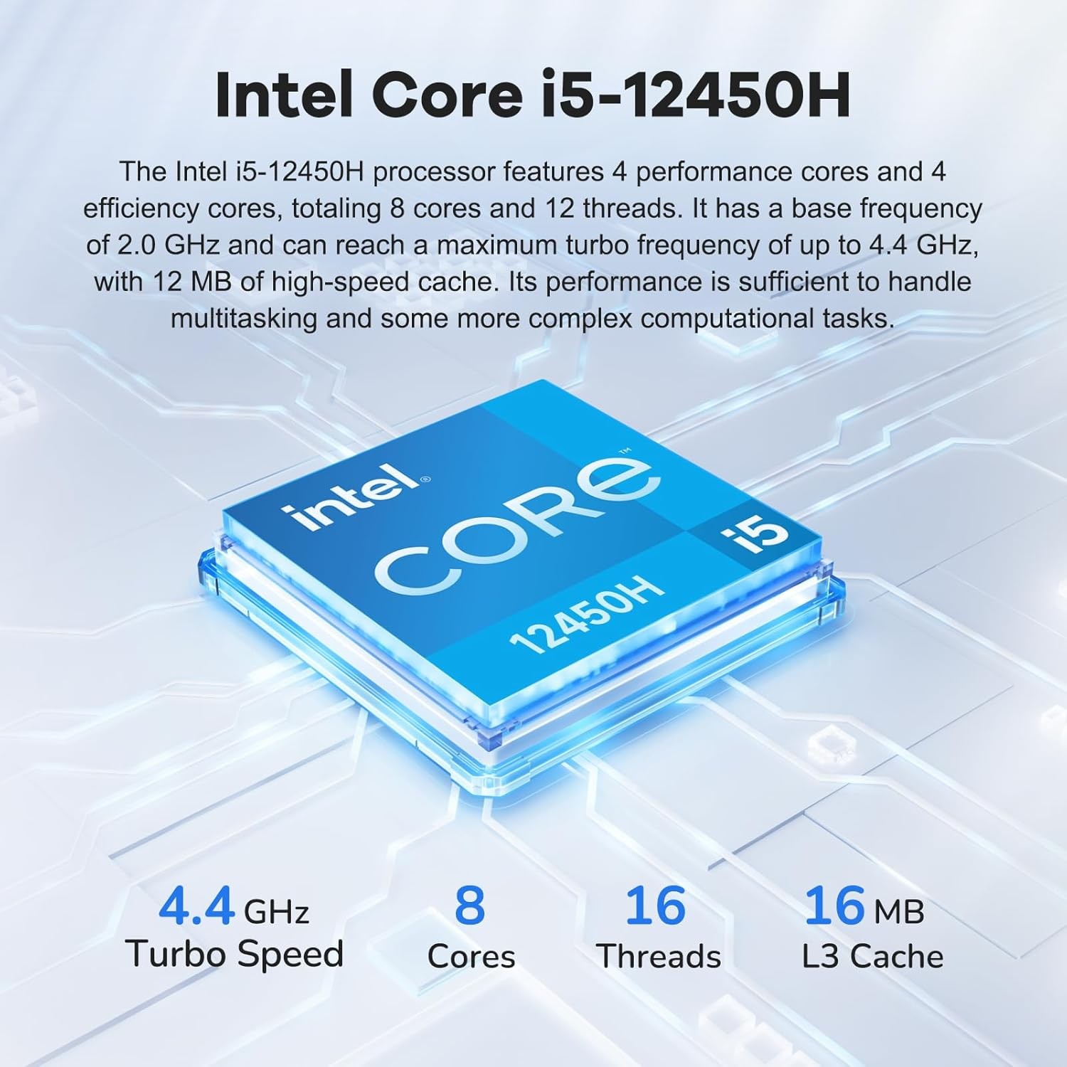 NIMO 15.6″ FHD IPS-Laptop Intel i5-12450H 8 Cores 8GB RAM 256GB SSD 100W Type-C