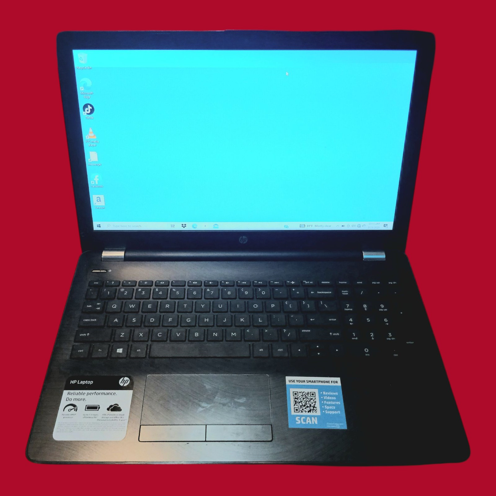 HP LAPTOP 15-bw0xx WIN10 HOME 64BIT AMD A10 2.50GHz 8GB RAM 1 TB SSD DVD RW WCAM