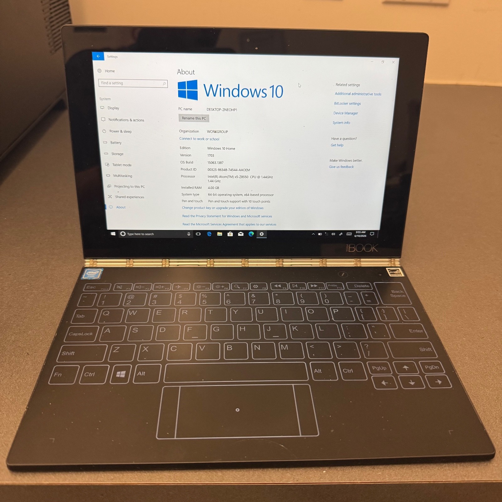 Lenovo Yoga Book YB1-X91F 10.1″ 2-in-1 Windows Tablet Laptop 4GB 64GB w/ Charger