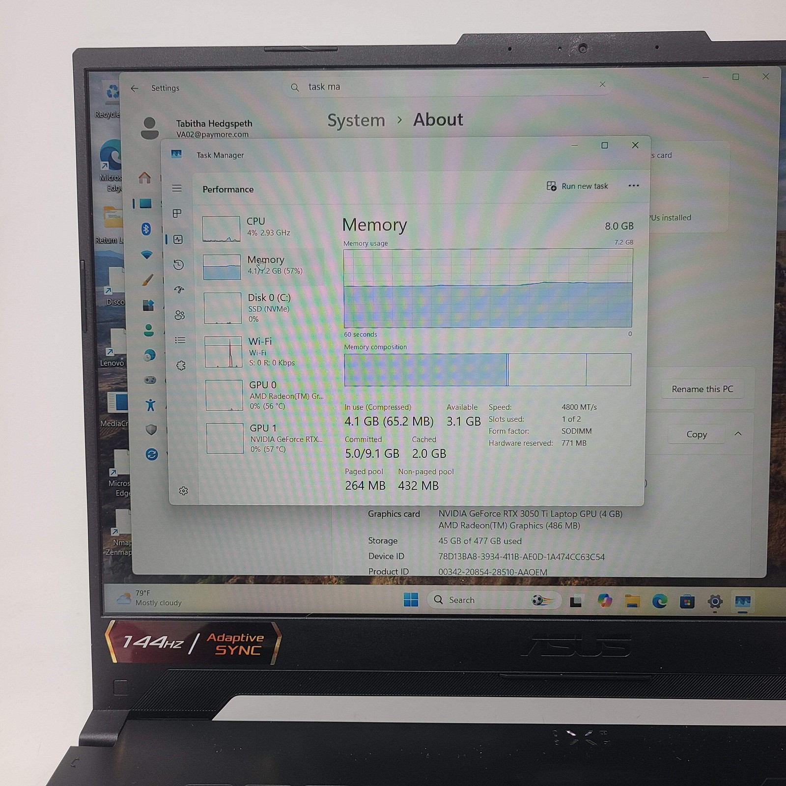Asus TUF A15 FA507RE 15.6″ Ryzen 7 6800H 3.2GHz 8GB RAM 512GB SSD GeForce RTX