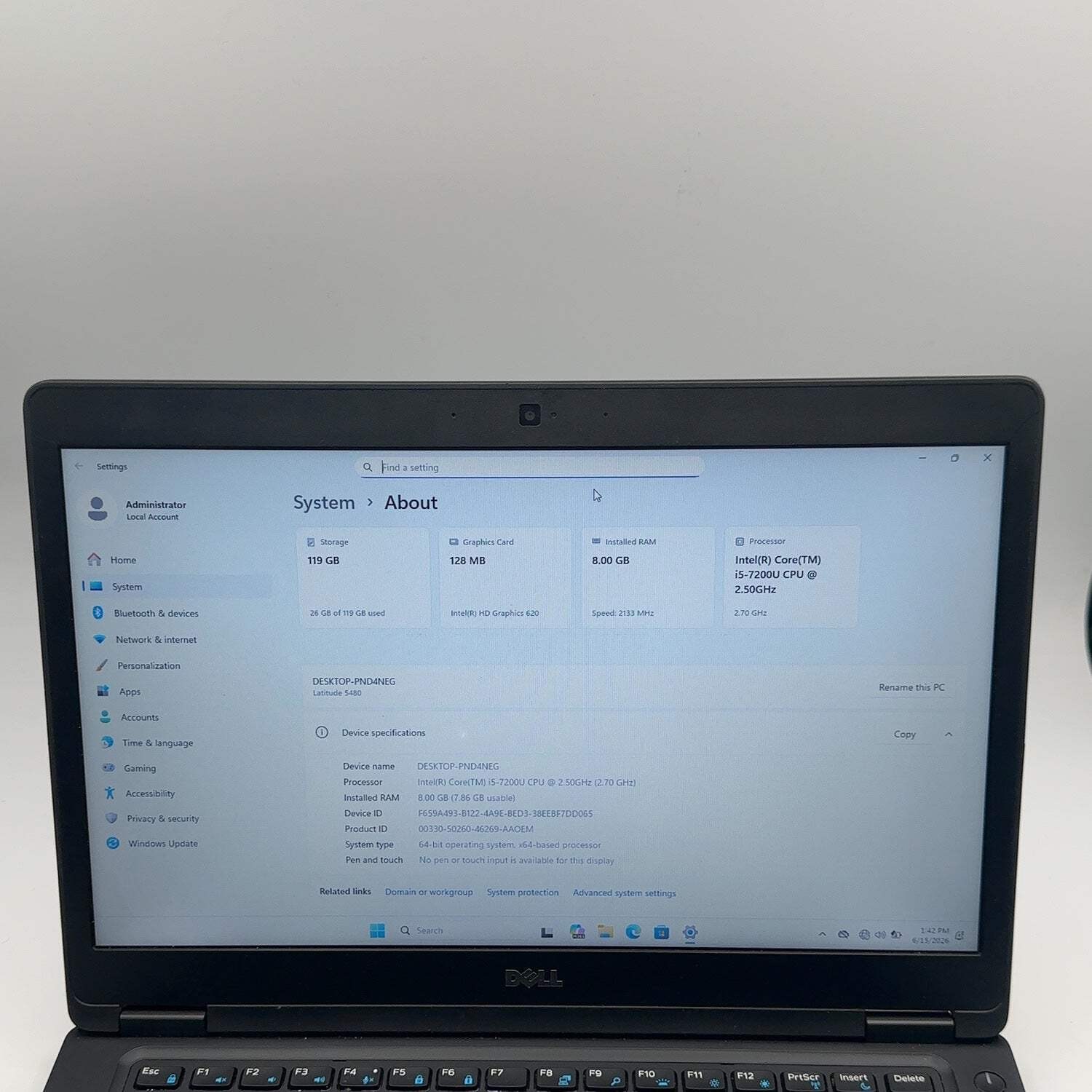 Dell Latitude 5480 14″ i5-7200U 2.5GHz 6GB RAM 120GB SSD