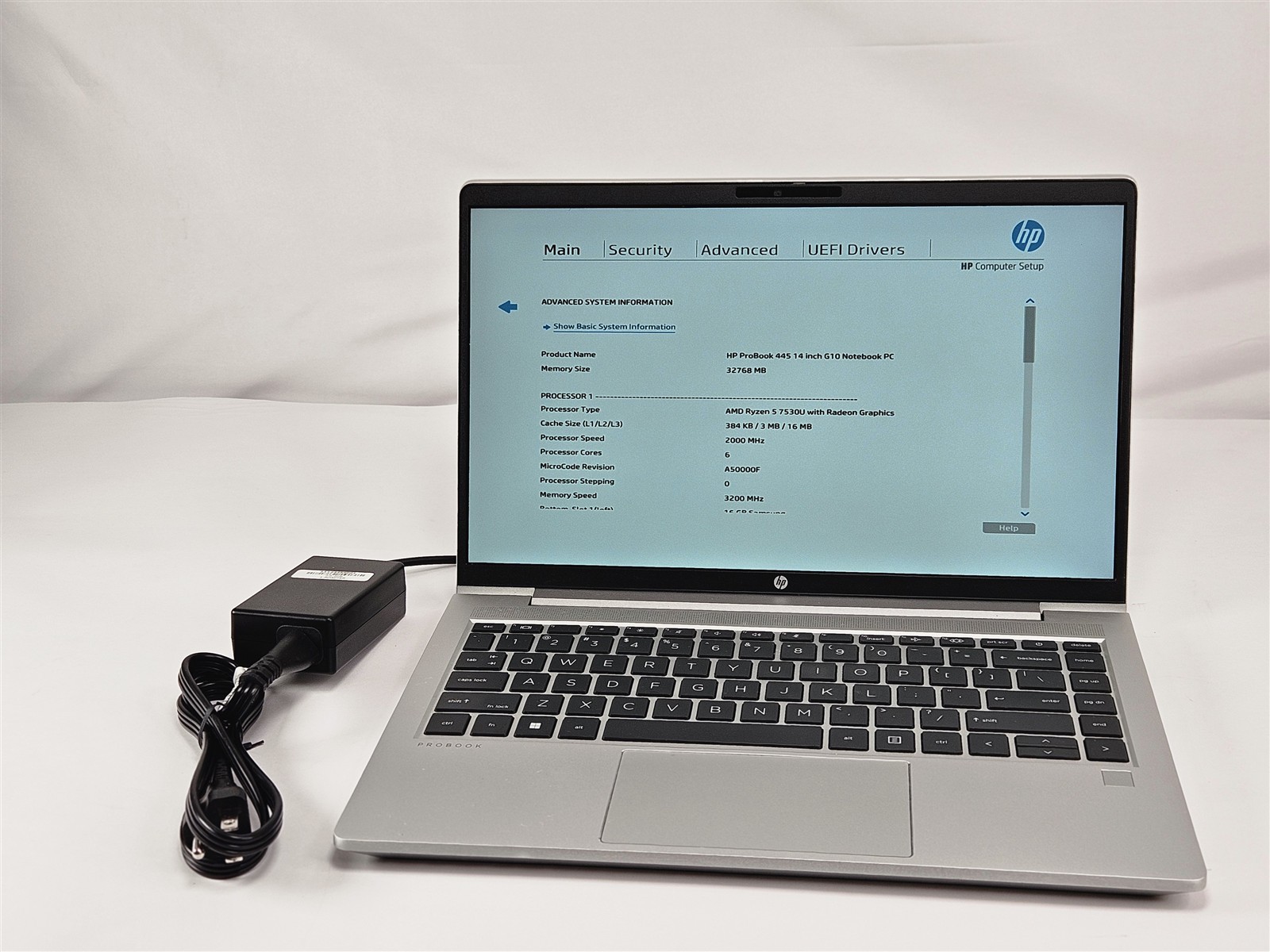 HP 14″ ProBook 445 G10 32GB No Storage AMD Ryzen 5 7530U No OS Silver