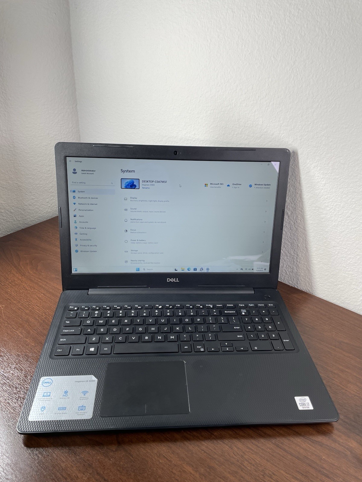 DELL Inspiron 3593 i7-1065G7 1.3GHz 12Gb RAM 512Gb NVMe Touch Win11Pro
