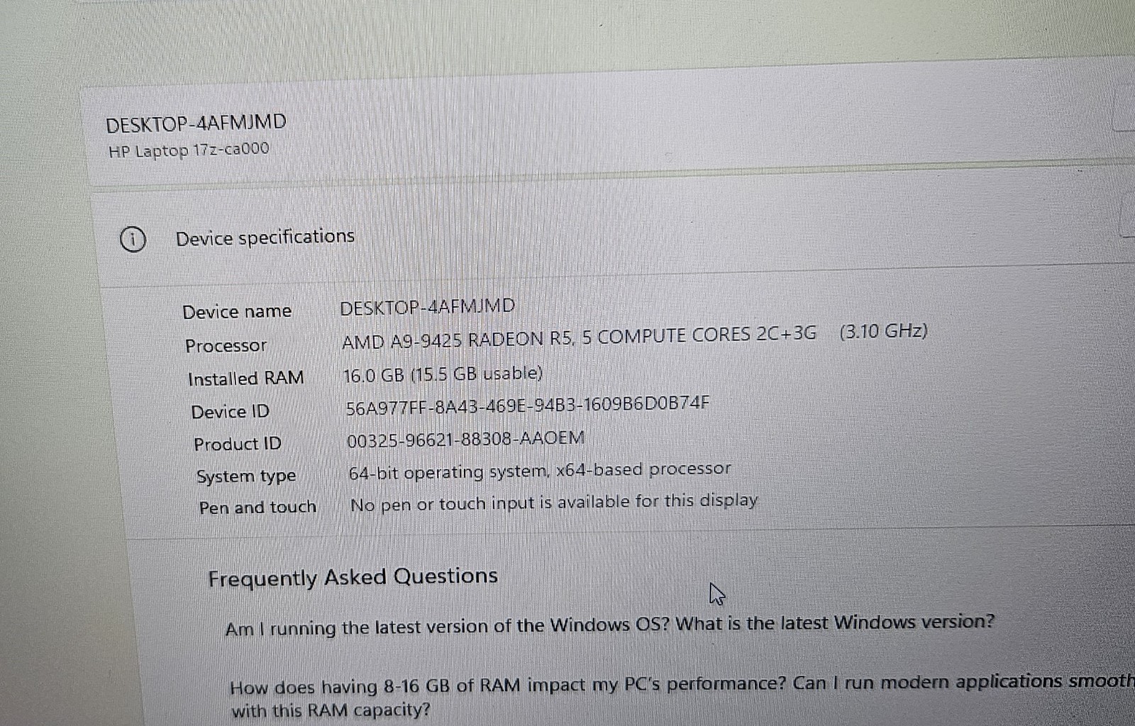 HP 17z-ca000 17in screen