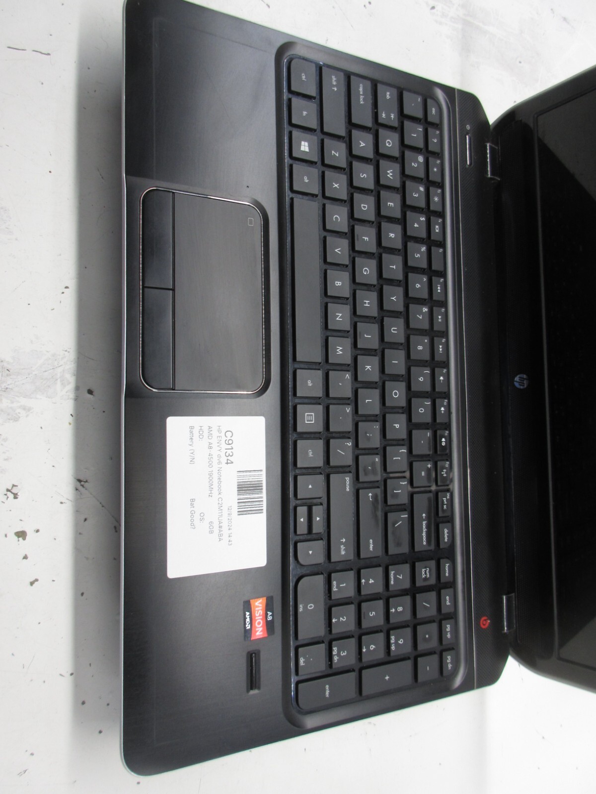 HP ENVY dv6 Notebook AMD A8-4500 1900MHz 6GB NO HDD No Batt