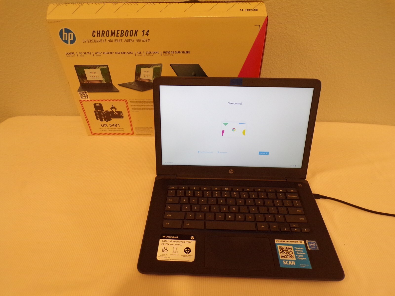 HP 14-ca023nr 14 inch 32GB, Intel Celeron 3350 Dual, 1.10GHz, 4GB Chromebook