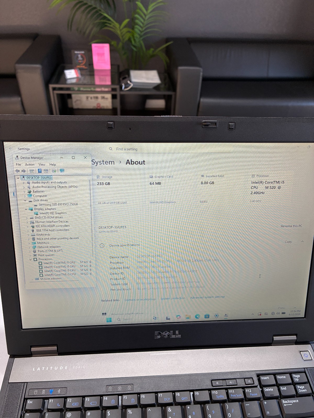 Dell Latitude E5410: 14″ / Core i5-M520 / RAM 8Gb / SSD 250Gb / Win 11