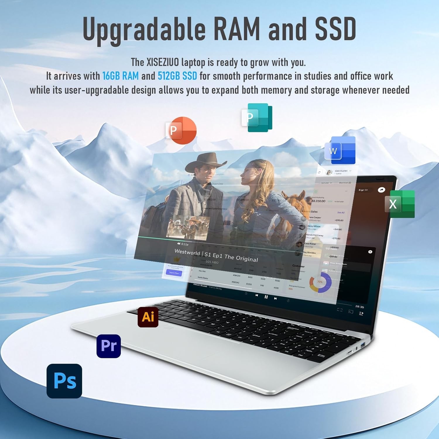 15.6 IPS-FHD-Laptop, 16GB RAM 512GB SSD, Intel Celeron N5095 Fingerprint NEW