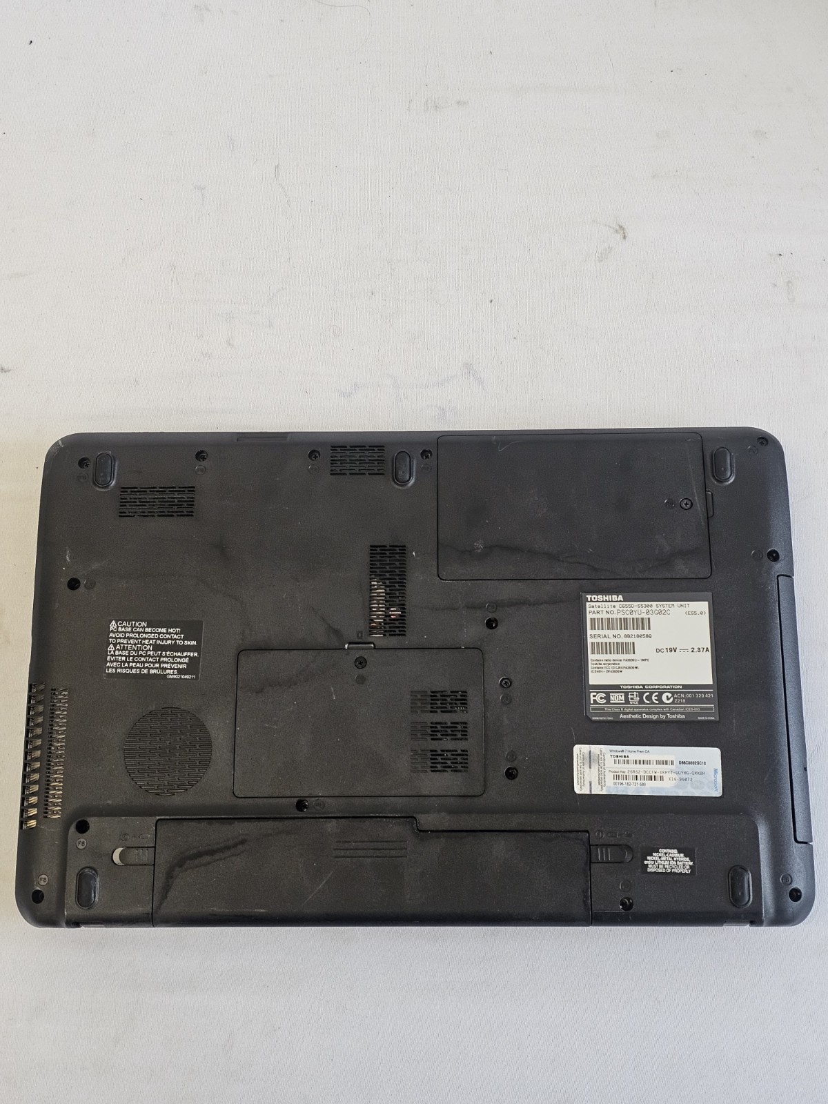 Toshiba Satellite C655D-S5300 Laptop – AMD E-300 – 4GB RAM – BAD BATT Parts READ