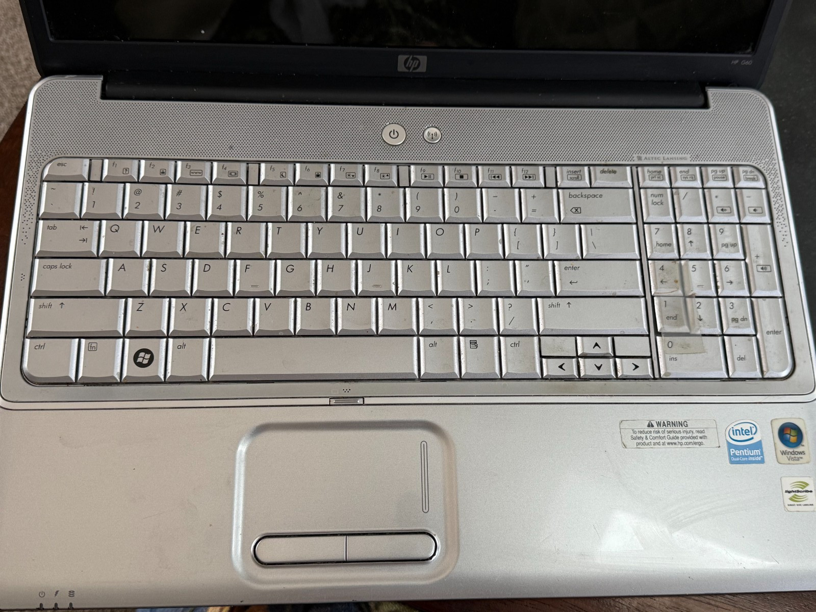 HP G60 Intel Dual-Core T4200 2.0GHz 3 GB Gaming Tested Working, No Charger