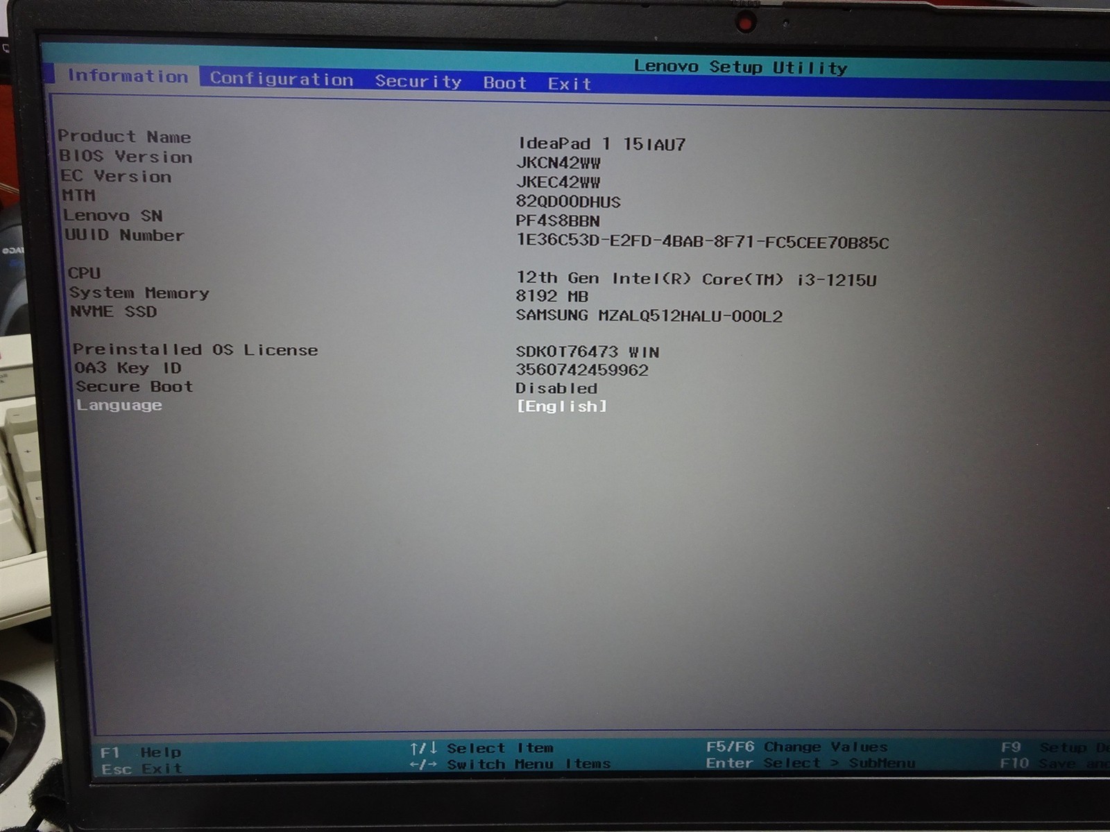 Lenovo IdeaPad 1 15IAU7 Laptop Intel Core i3-1215U 4.4GHz 8GB 512GB SSD No PSU