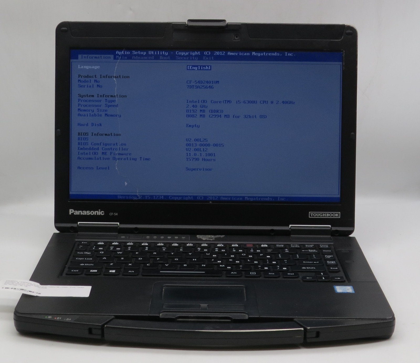 Toughbook CF-54 MK2 | i5-6300U @ 2.4GHz | 8GB DDR3 | No HDD/OS *READ*