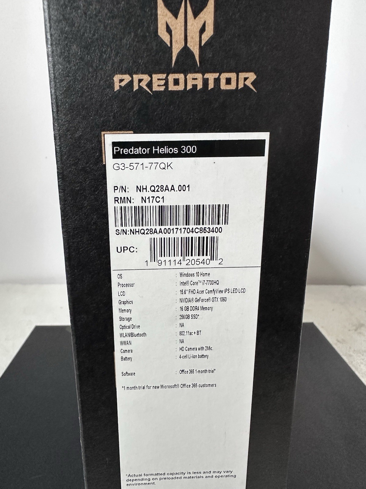 Acer Predator Helios 300 Windows 10 Home 15.6″ Intel Core i7=7700HQ NO SOUND