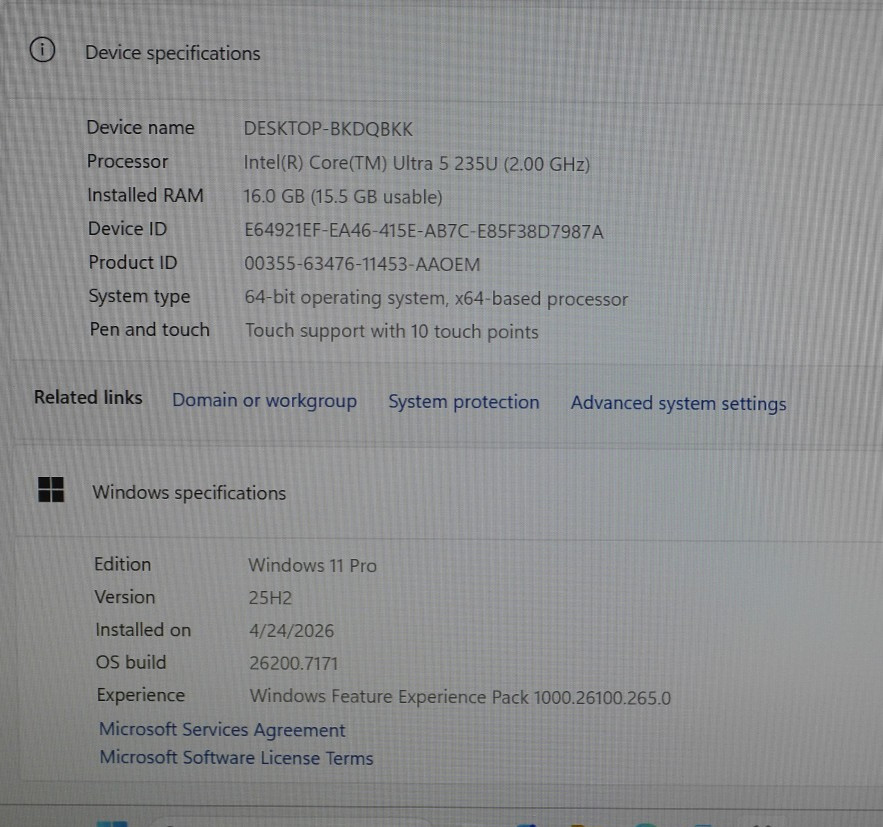 Dell Pro 14 Plus PB14250 14″ 512GB 2GHz 16GB RAM Intel Core Ultra 5 – Touchscree