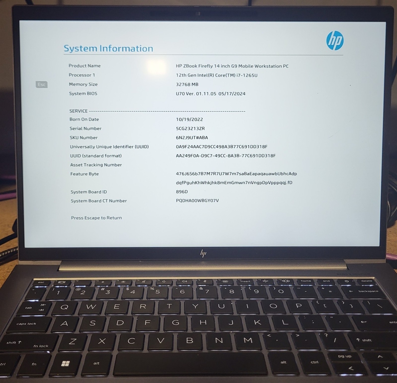 BIOS Locked HP ZBook Firefly 14 G9 Laptop Intel i7-1265U 4.8GHz 32GB 256GB T550