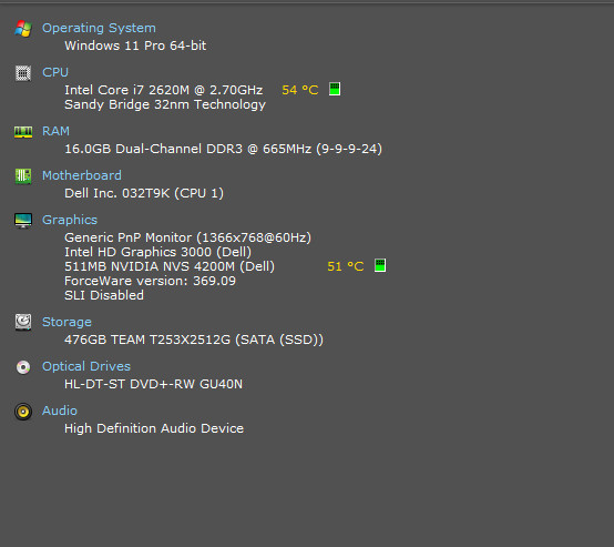 Dell Latitude E6420 i7 16GB 480GB SSD NVIDIA NVS 4200M Win 11