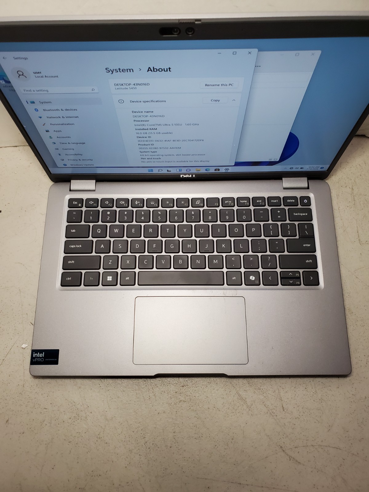 Dell Latitude 5450 14″ Laptop Ultra 5 135U 16GB RAM 256GB SSD Win11 #69