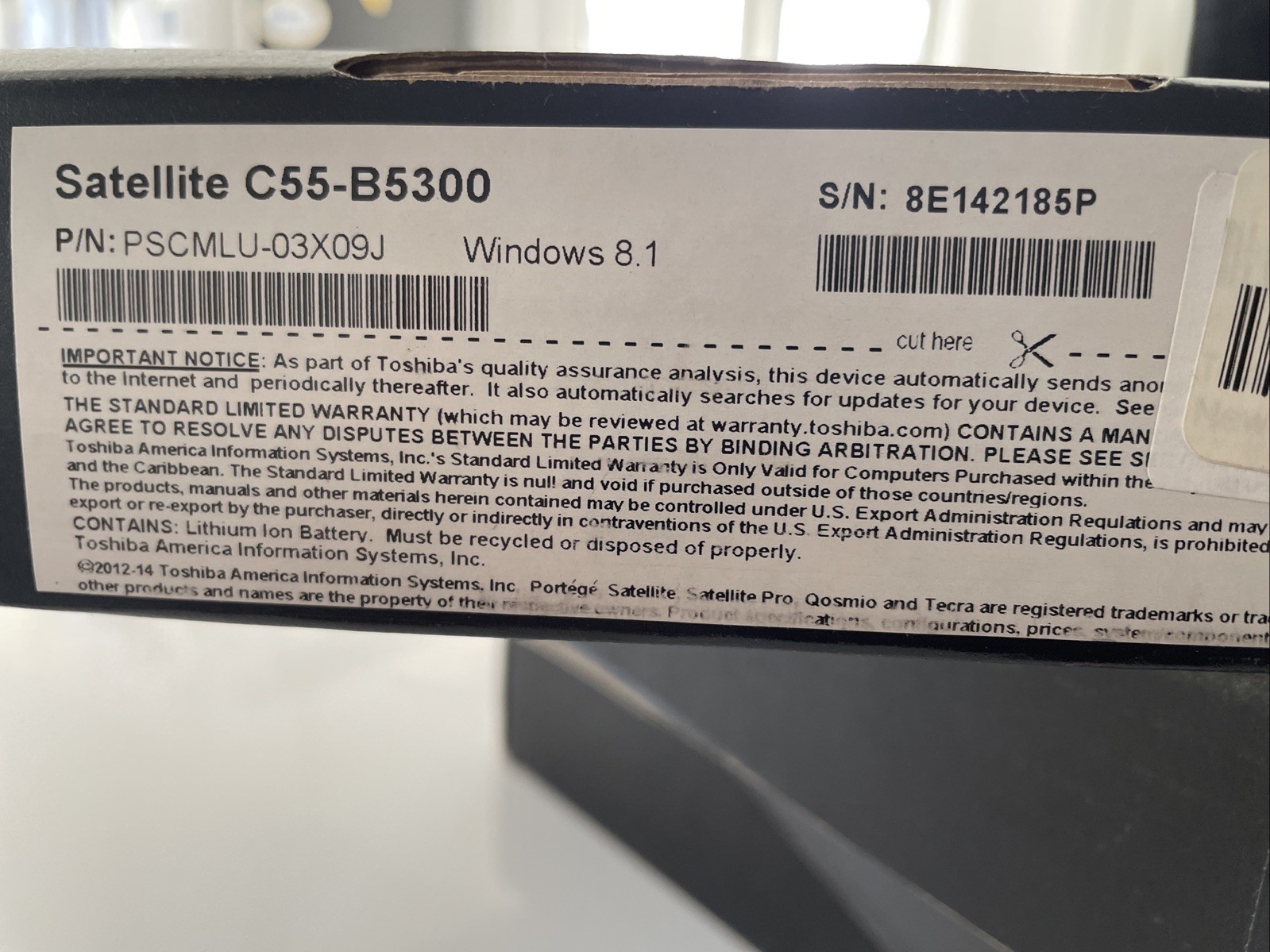 Toshiba Satellite C55-B5300 15.6in. (500GB, Intel Celeron, 2.58GHz, 4GB)…