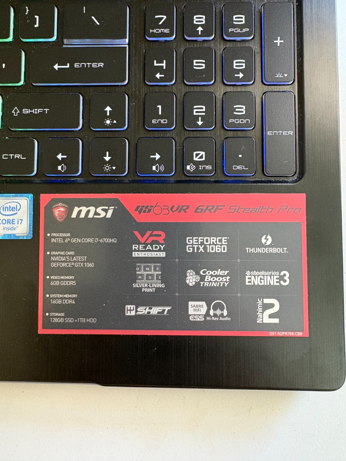 MSI MS-16K2 Gaming Laptop Intel i7-6700 Nvidia GTX 1060 16GB RAM WIN 10 Read