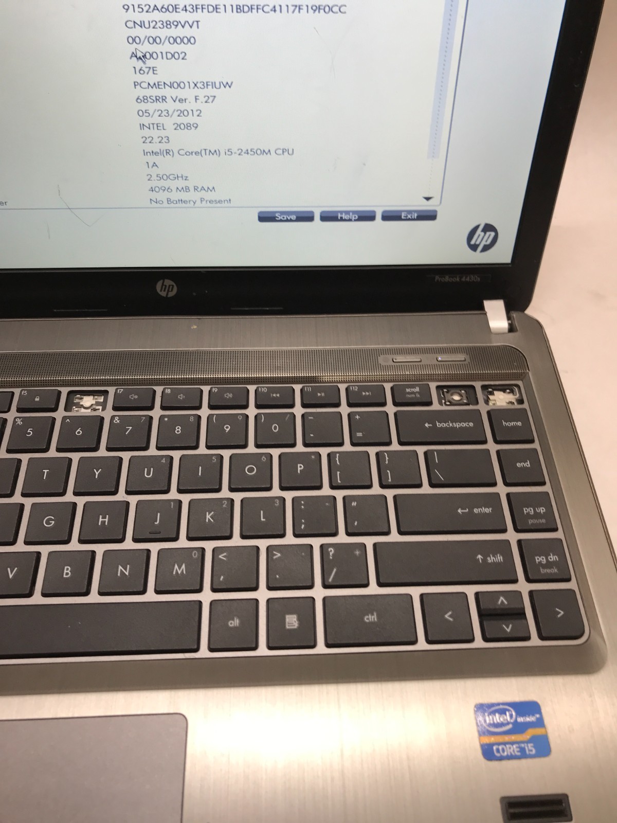 HP ProBook 4430s 14″ Intel Core i5 4GB RAM NO HDD/OS For Parts Missing Keys – DW