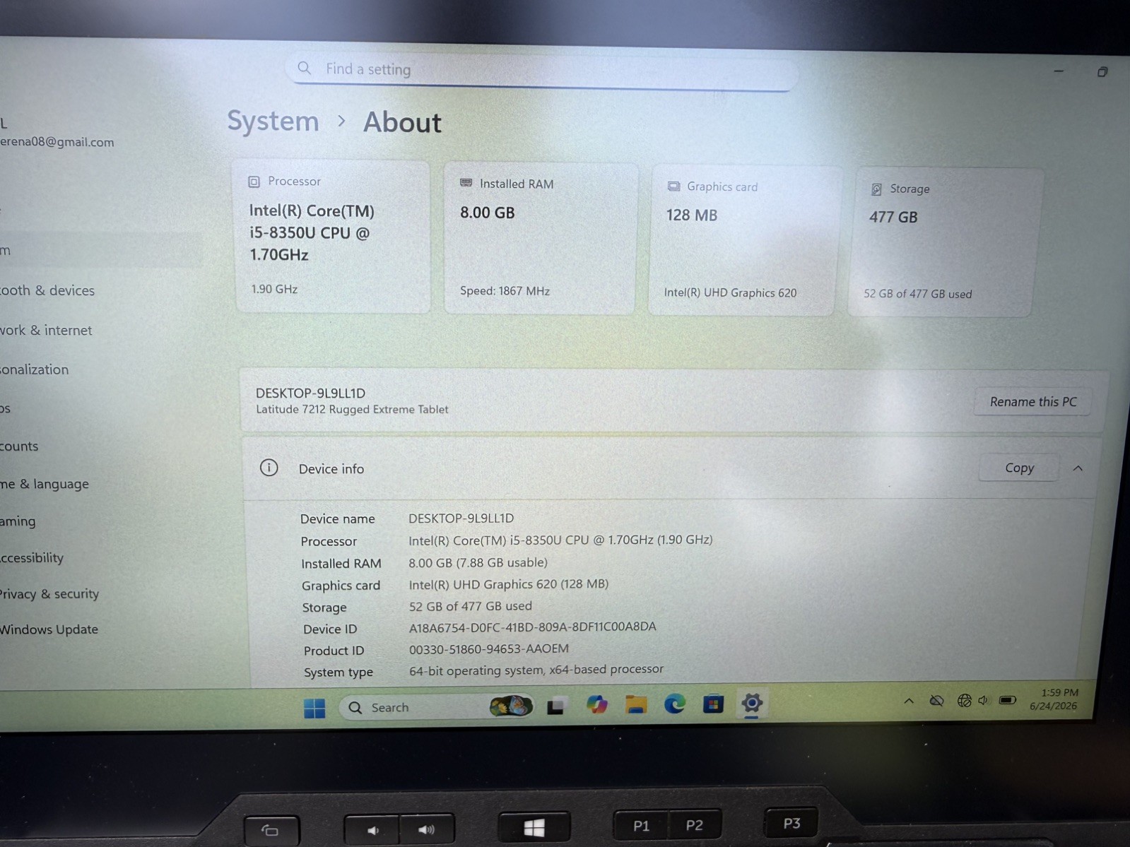Dell 7212 Rugged Extreme with IKey Keyboard!!!! 8GB 512 GB