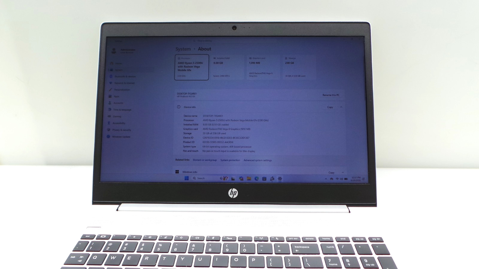 HP ProBook 455 G6 | 15.6″ | AMD Ryzen 5 2500U | 8GB RAM 256GB NVMe | WIN 11 PRO