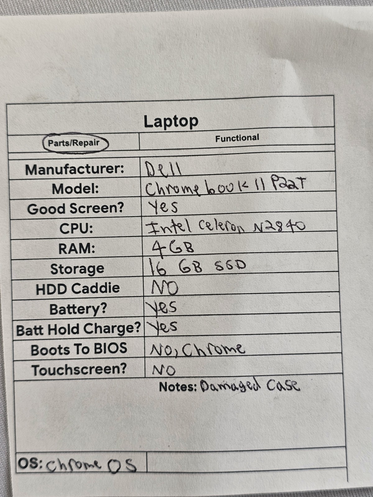 Dell Chromebook 11 P22T Laptop – Intel Celeron N2840 – 4GB RAM – 16GB SSD – READ