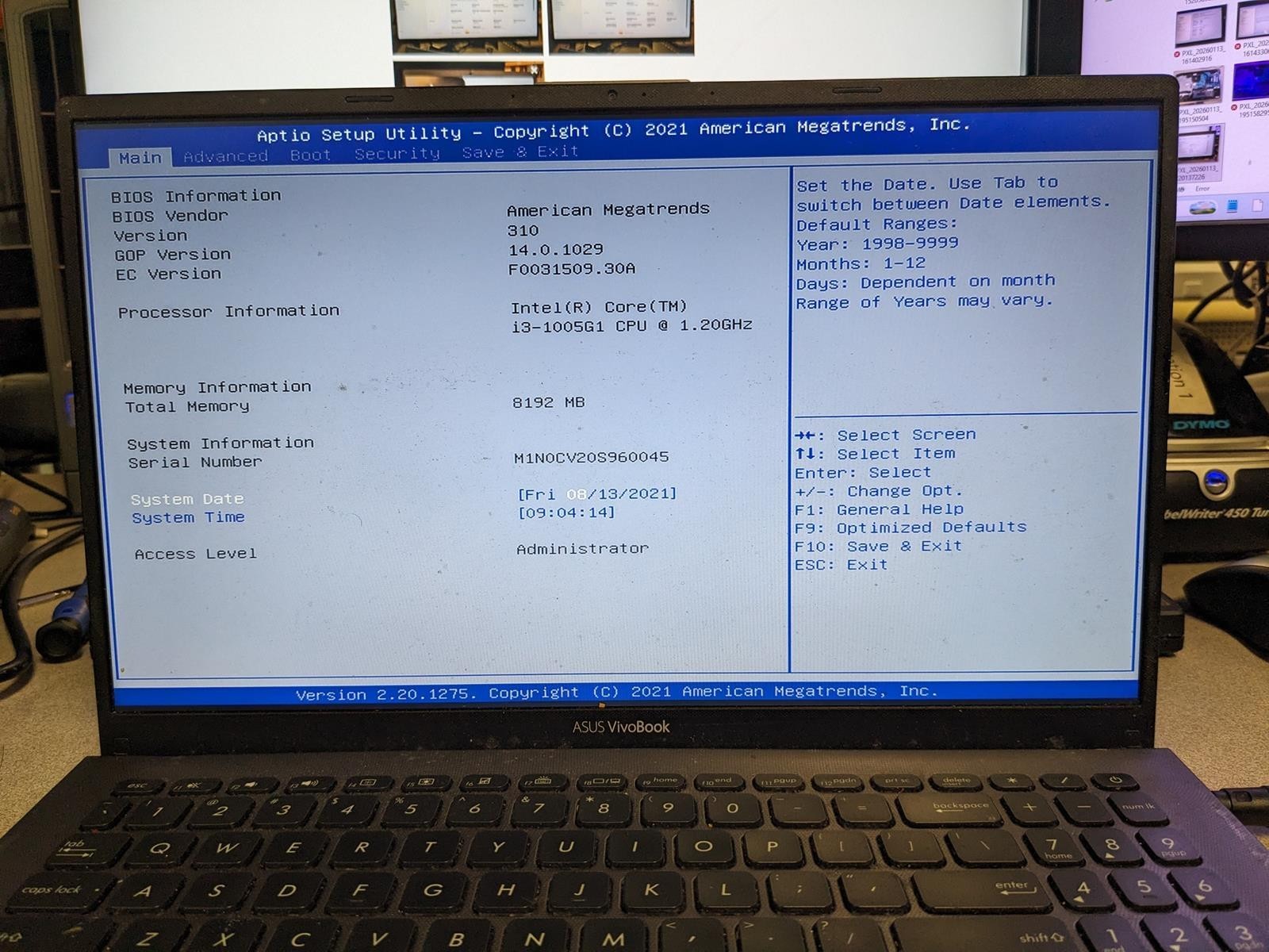 ASUS VIVOBOOK F512J i3-1005G1 @ 1.20 GHz, 8GB RAM, NO HDD/OS – (FOR PARTS)