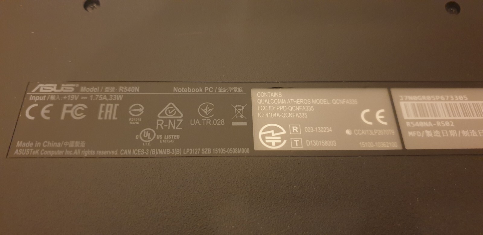 Asus VivoBook R540N Intel Celeron N3350 @1.10GHz | 4GB RAM | 1000GB HDD | W10H