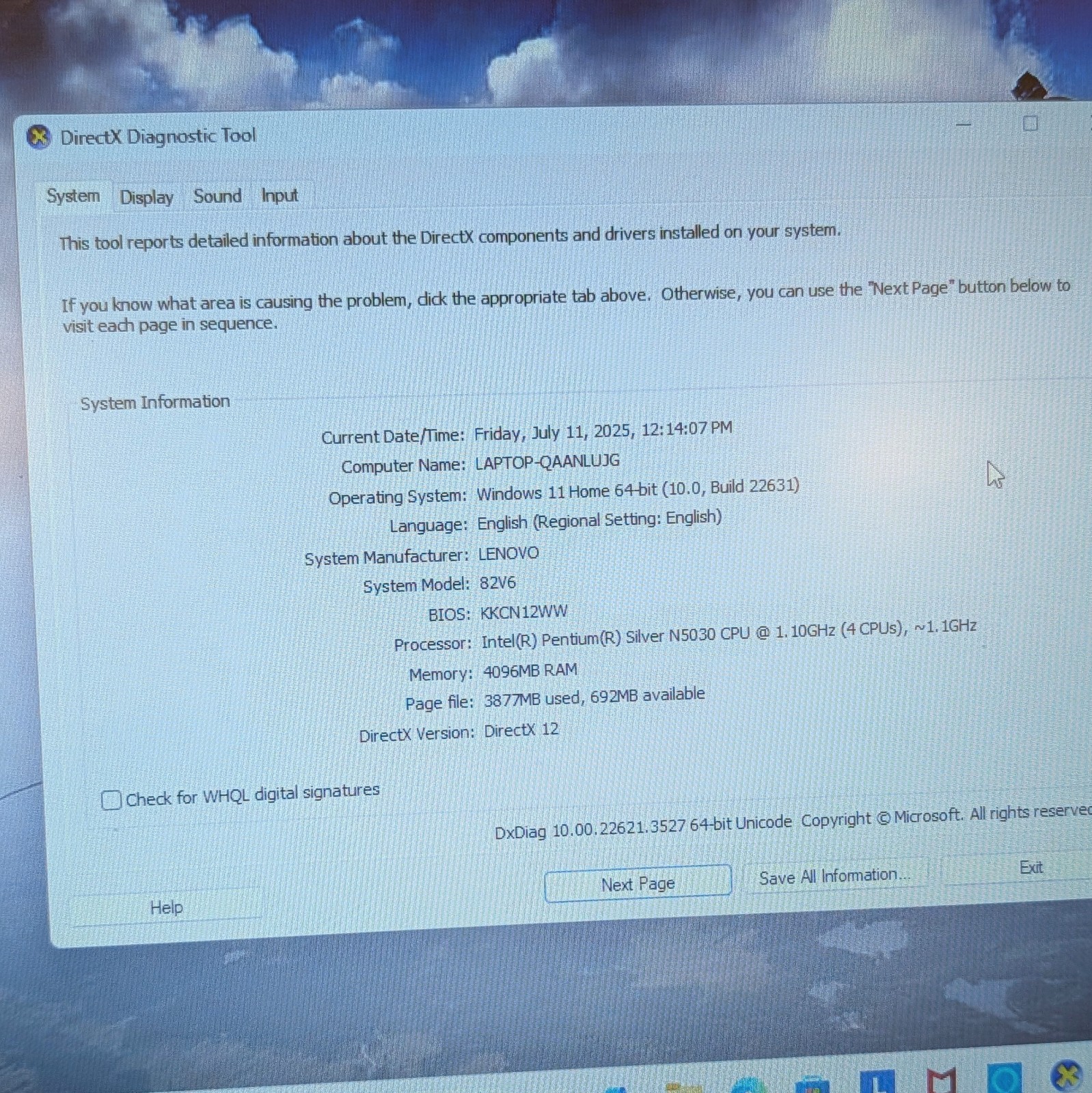 Lenovo IdeaPad 1i 14” (Intel Pentium Silver N5030 1.1GHz 4GB RAM 128GB eMMC)