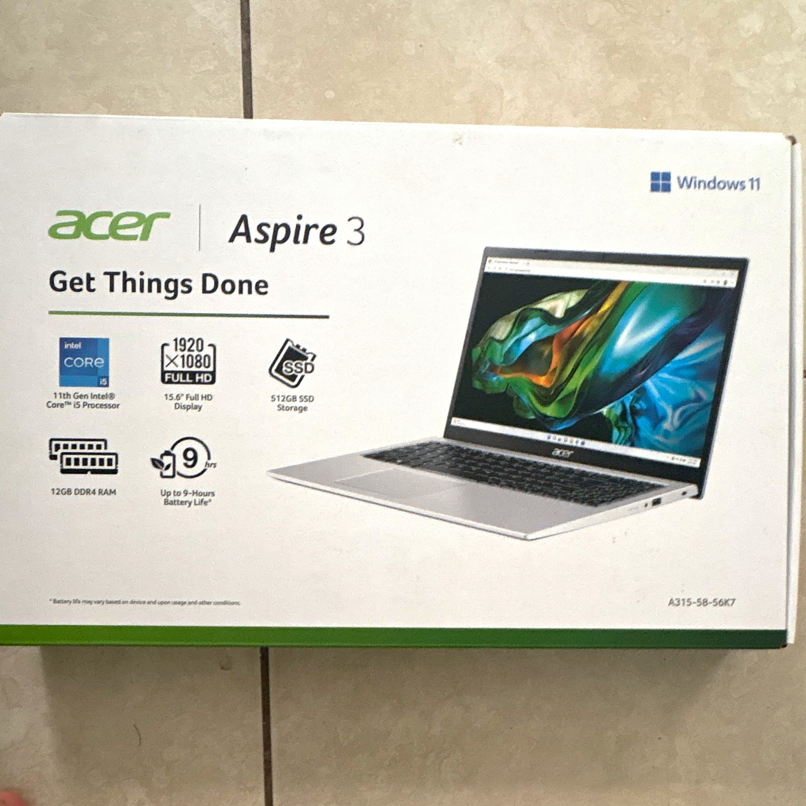 Acer Aspire 3 15.6″ FHD Laptop i5 11th Gen 12GB RAM 512GB SSD Win 11 Silver
