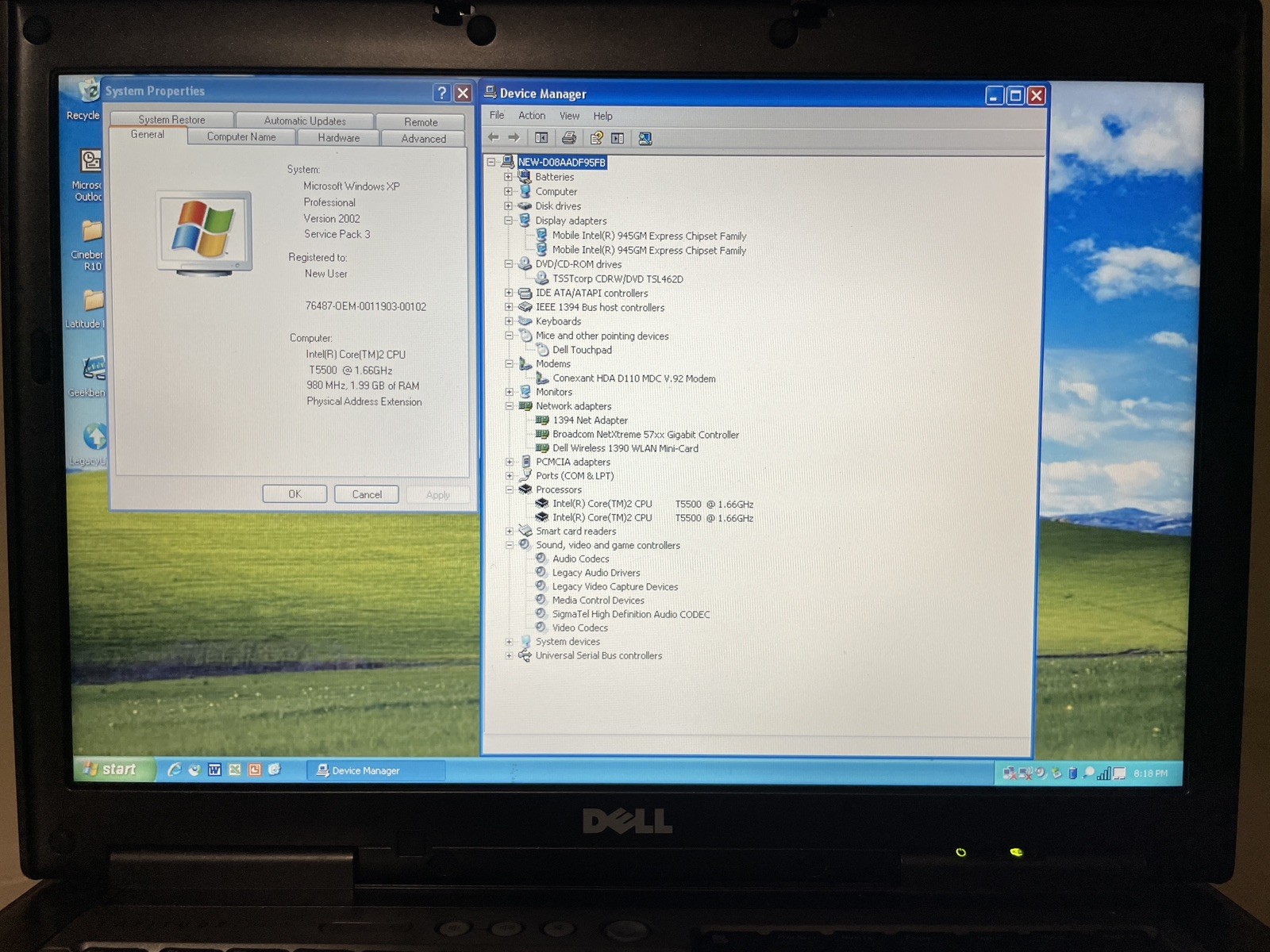 Dell Latitude D820 Retro Windows XP Laptop