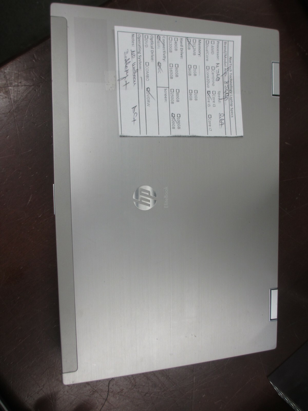 HP ELITEBOOK 8540P i5 M560 2.67GHz 4GB 320GB DVD-RW Laptop w/ AC [NO WEBCAM/OS]