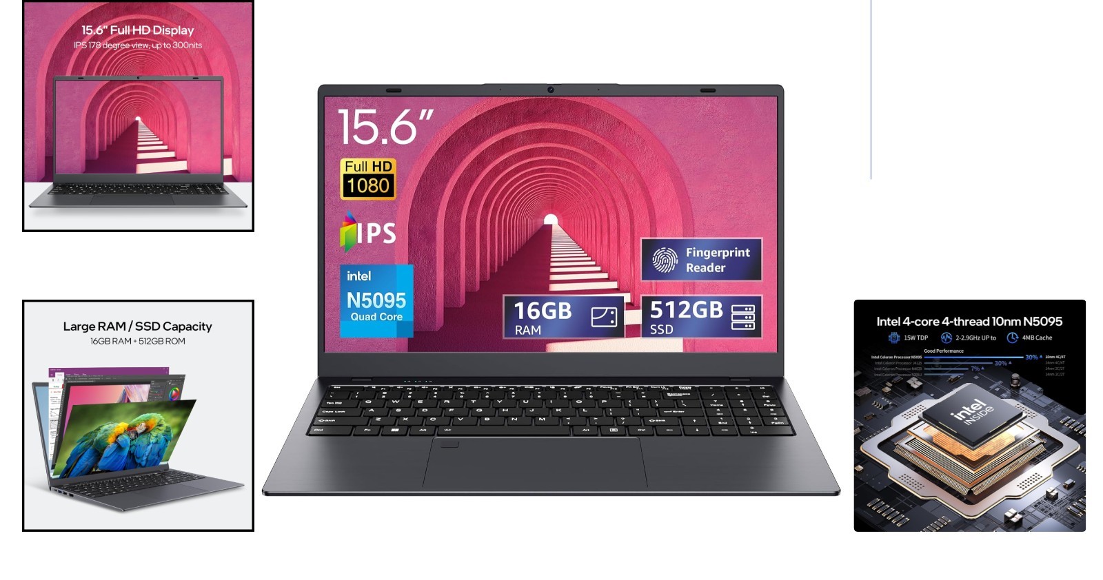 Versatile 15.6-inch Laptop – 16GB RAM, 512GB SSD Storage, Bluetooth Connectivity