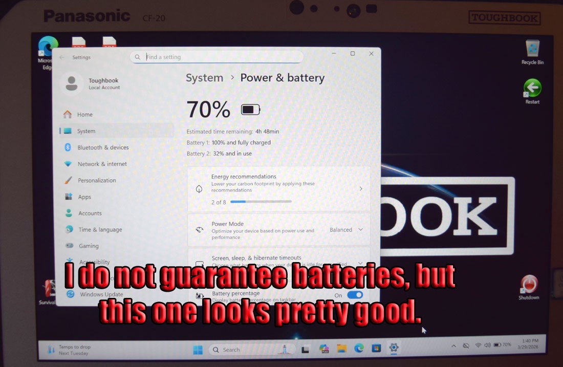 Panasonic Toughbook CF-20 – MK2 – 1.2GHz 8GB RAM 1TB SSD HD Win 11 Pro LTE GPS