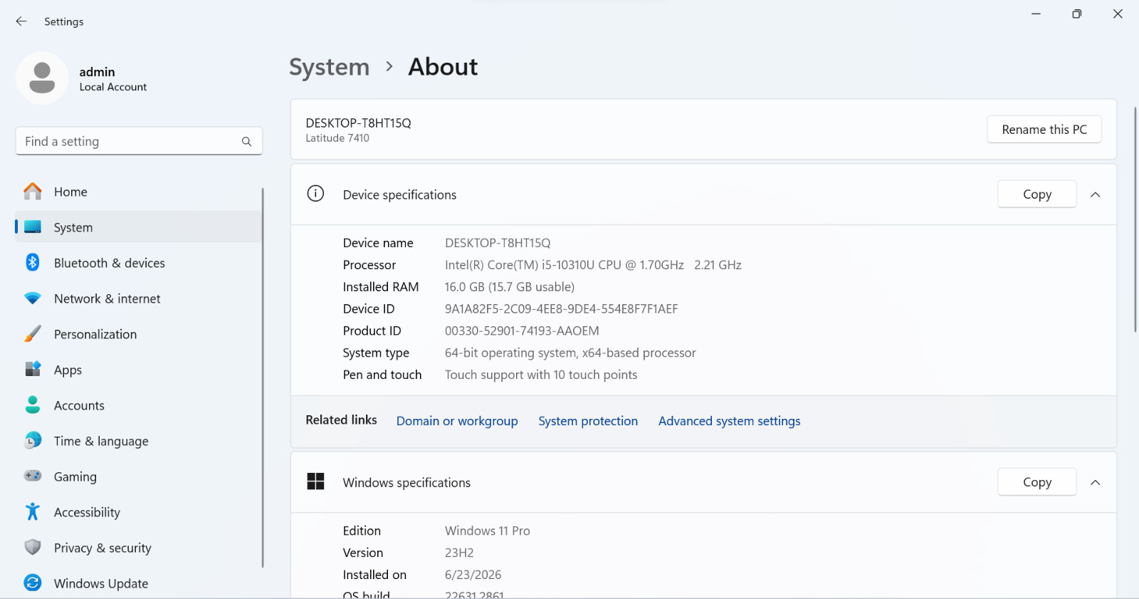 Dell Latitude 7410 14″ Touch [i5-10310U, 16GB RAM, 256GB NVMe] Win11Pro