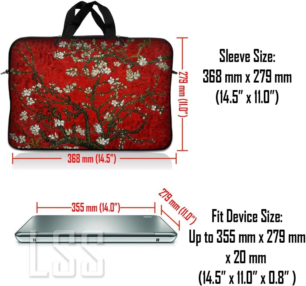 14″ – 14.9″ Neoprene Laptop Sleeve Bag Carrying Case with Handle – Red Almond Tr