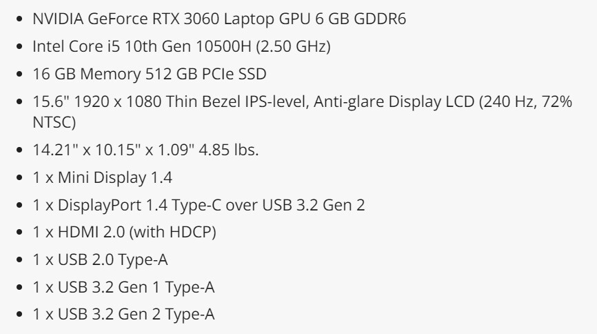 GIGABYTE 15.6″ 240Hz IPS i5-10500H RTX-3060 Gaming Laptop 16GB-RAM 512GB-NVMe